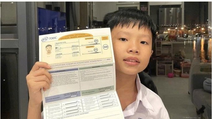 Nam sinh lớp 6 đạt 920 điểm TOEIC